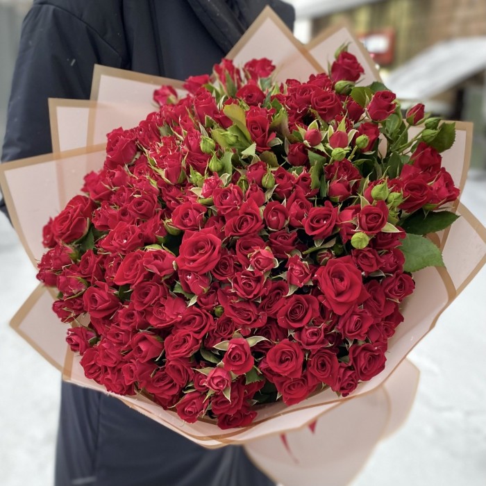 51 кустовая красная роза Рубикон 50 см